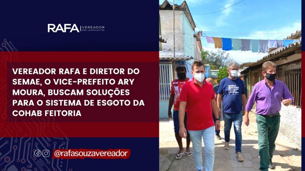 Rafa Souza e Ary Moura buscam soluções para o sistema de esgoto na Cohab-Feitoria