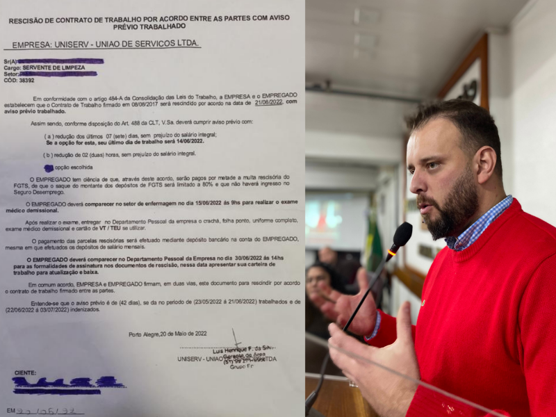 Gabinete do Vereador Gabriel Dias denuncia retirada dos direitos trabalhistas na demissão de funcionárias da limpeza de Unidades de Saúde em São Leopoldo