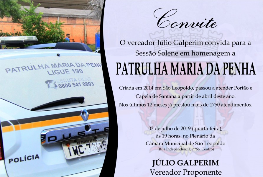 Patrulha Maria da Penha será homenageada pela Câmara de Vereadores de São Leopoldo