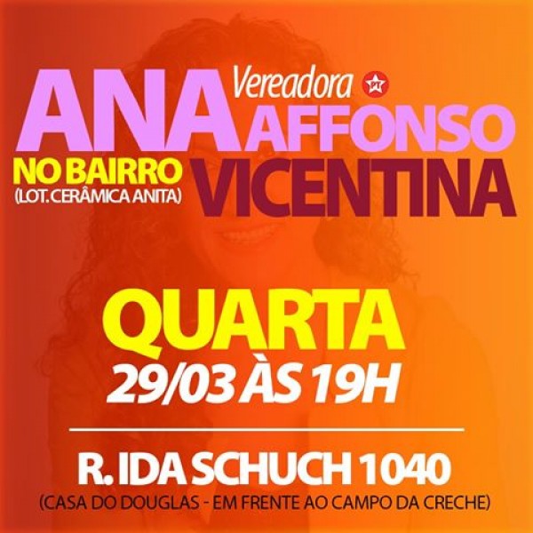 Ana Affonso leva o Gabinete Itinerante ao bairro Vicentina, na quarta-feira (29/3)
