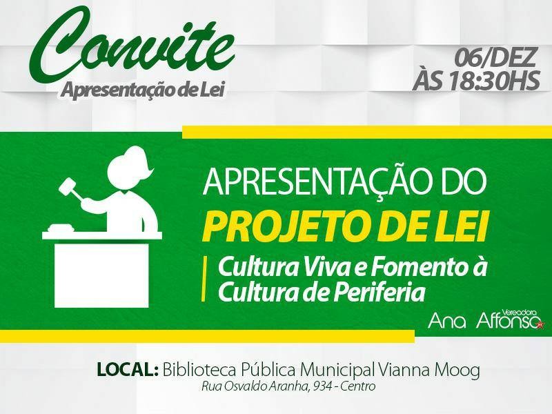 Vereadora Ana Affonso apresentará Projeto de Lei que valoriza a cultura produzida nas regiões de periferia